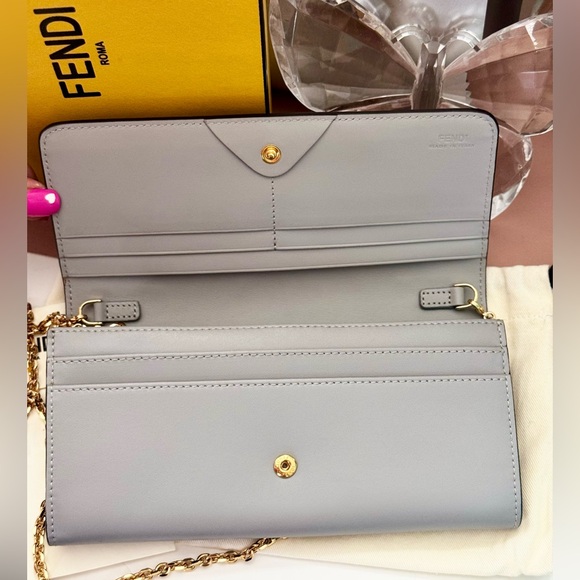 Fendi Grey Multi Stud Contential Chain Wallet - Picture 4 of 14